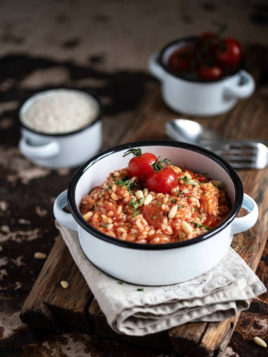 ruhrwohl.de - Rezept für Tomaten-Risotto mit Pinienkernen und Ricotta