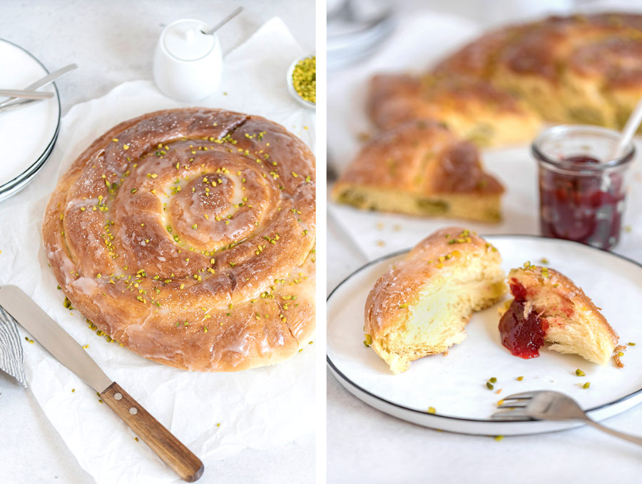 Hefekranz Ostern: Luftig-leichtes Hefegebäck mit Marzipan-Pistazien-Füllung