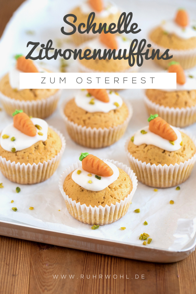 Schnelle Zitronenmuffins mit Marzipan-Möhrchen, einfach und lecker zu Ostern