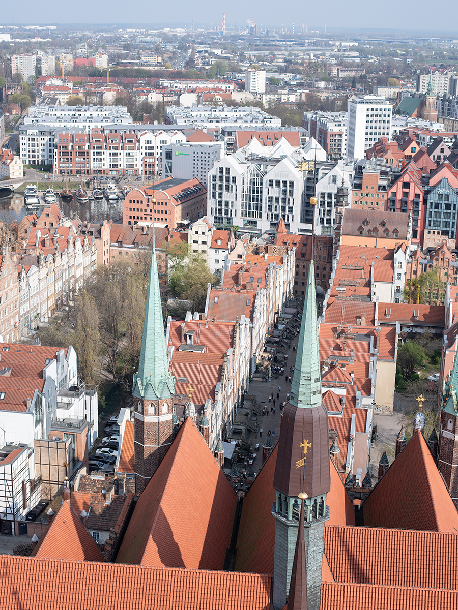 Aussicht vom Turm der Marienkirche über die Altstadt von Danzig
