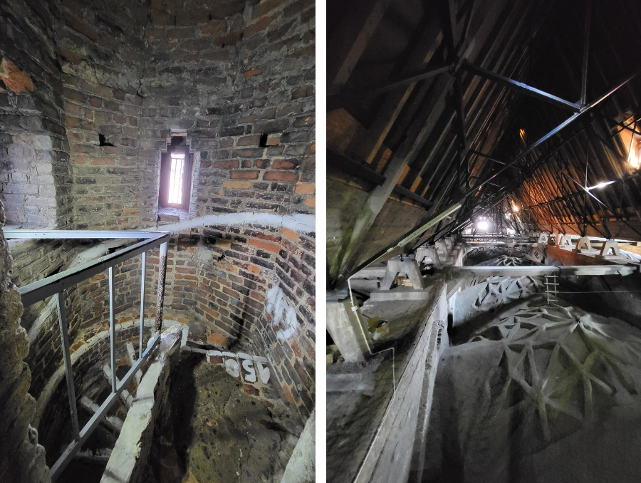 Enges Treppenhaus im Turm der Marienkirche in Danzig